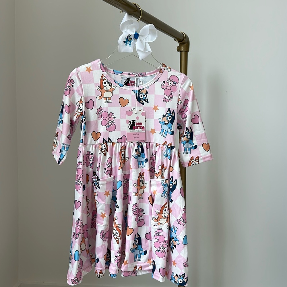 Bluey toddler dress with sleeves